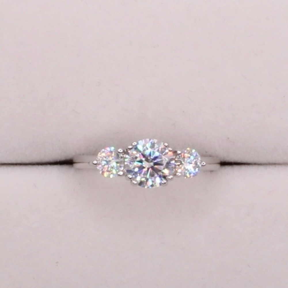 1.4 Carat White Gold Plated Moissanite 925 Silver Engagement Ring